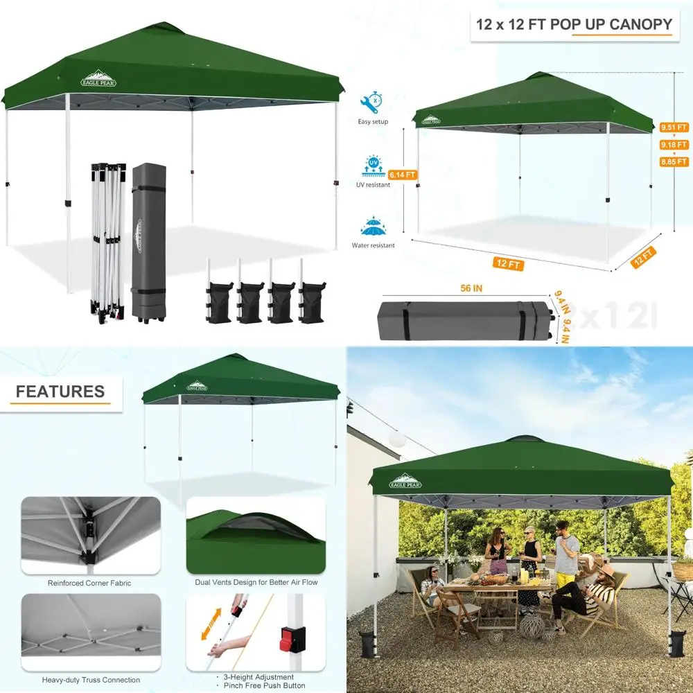 pop up canopy tent with wheeled carry bag, 8 stakes, 4 ropes, 4 weight bags, easy set up tent canopy, 12x12 ft, 144sqft of shad
pop up canopy tent with wheeled carry bag, 8 stakes, 4 ropes, 4 weight bags, easy set up tent canopy, 12x12 ft, 144sqft of shad