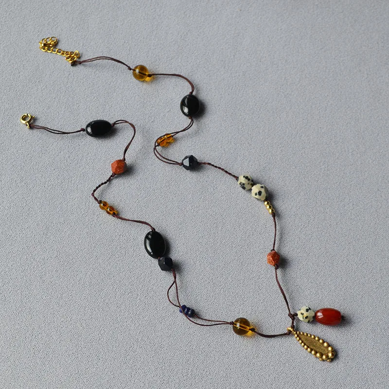 Niche Retro Literary Handmade Cord Braided Agate Necklace Personalized Spotted Stone High-end Long Sweater Chain for Women
Niche Retro Literary Handmade Cord Braided Agate Necklace Personalized Spotted Stone High-end Long Sweater Chain for Women