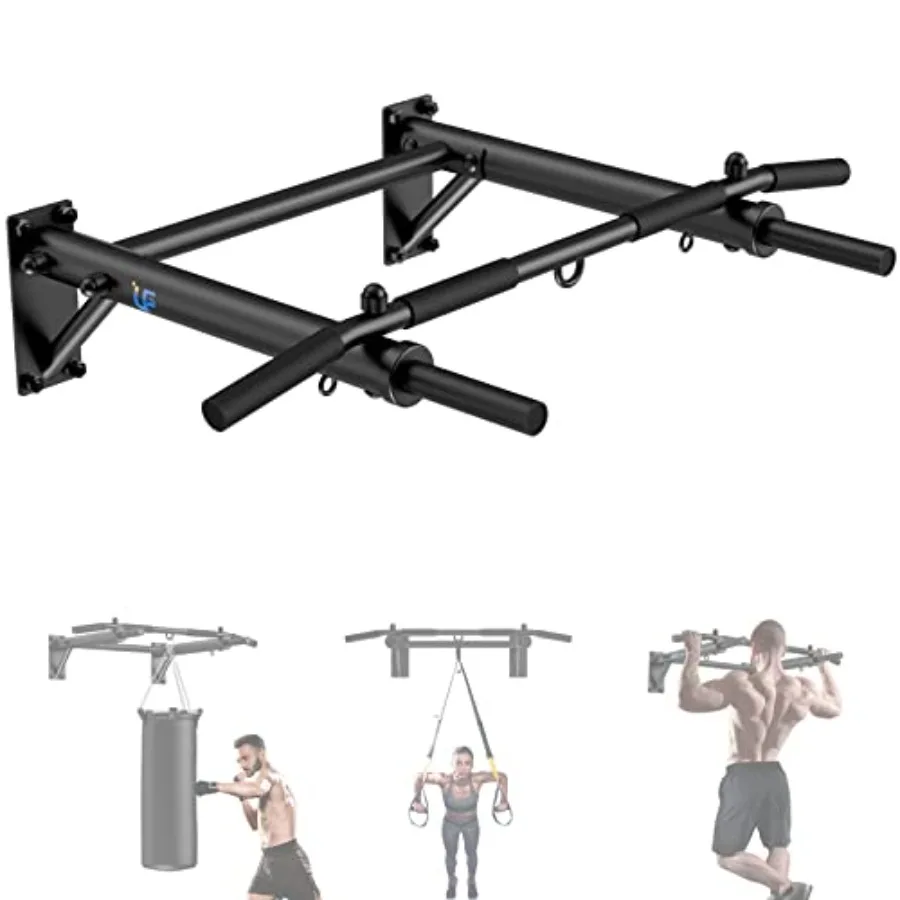 Wall Mounted Pull Up Bar for Home Gym: Thickened Steel Black 300 lbs Max Load Includes Punch Bag TRX Training Hooks
Wall Mounted Pull Up Bar for Home Gym: Thickened Steel Black 300 lbs Max Load Includes Punch Bag TRX Training Hooks