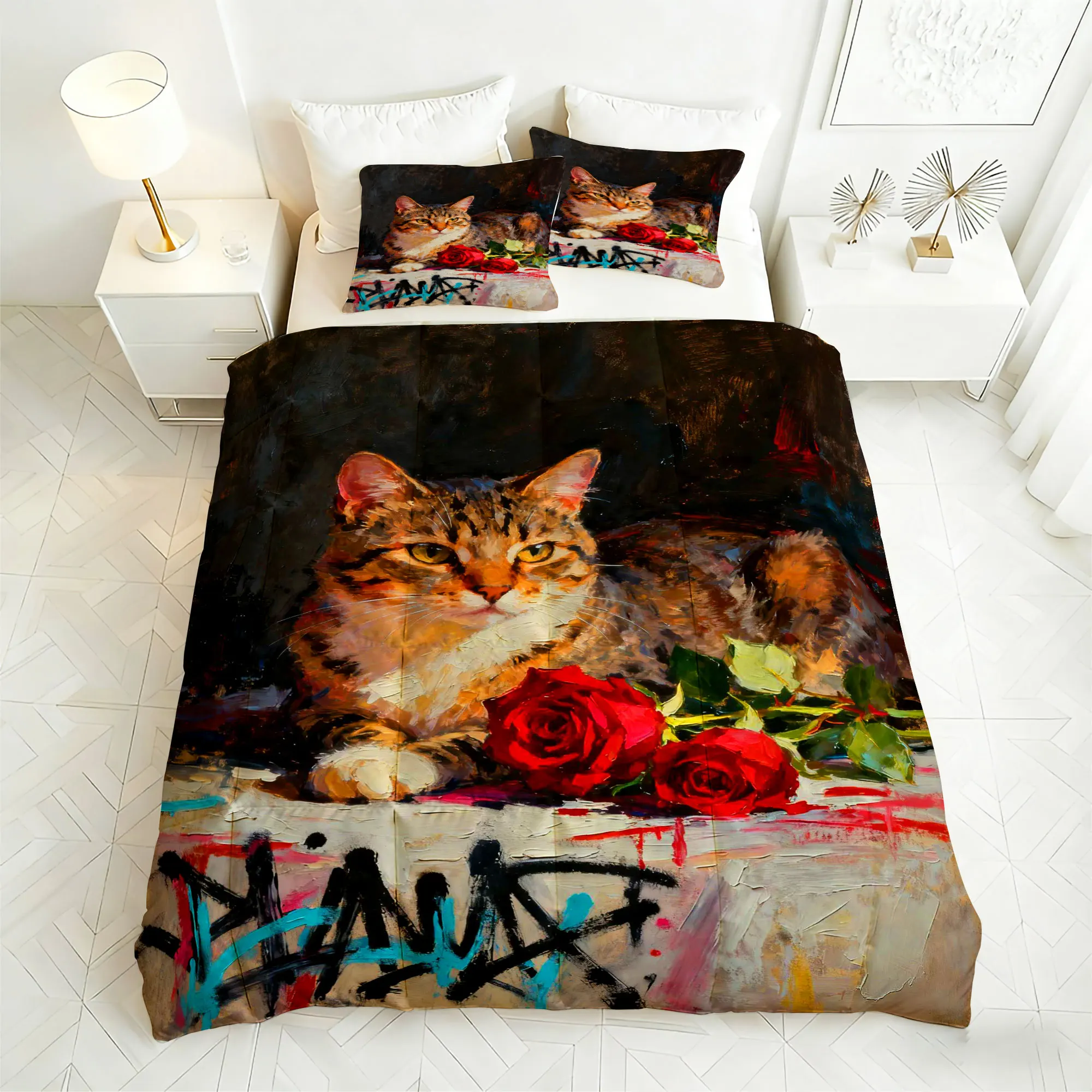3pcs Cat and Rose Comforter Bedding Set-1pc Comforter + 2pcs Pillowcases Soft Breathable for Home Decor(Style 07)
3pcs Cat and Rose Comforter Bedding Set-1pc Comforter + 2pcs Pillowcases Soft Breathable for Home Decor(Style 07)