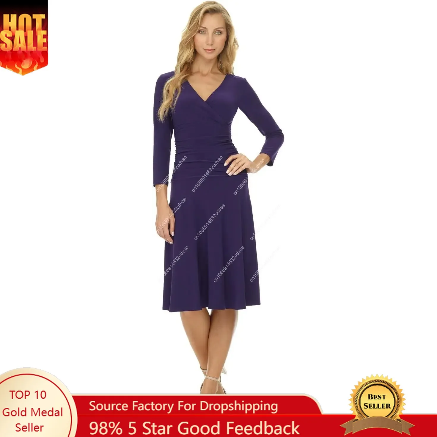 Rekucci Women's Slimming 3/4 Sleeve Fit-and-Flare Crossover Tummy Control Dress
Rekucci Women's Slimming 3/4 Sleeve Fit-and-Flare Crossover Tummy Control Dress