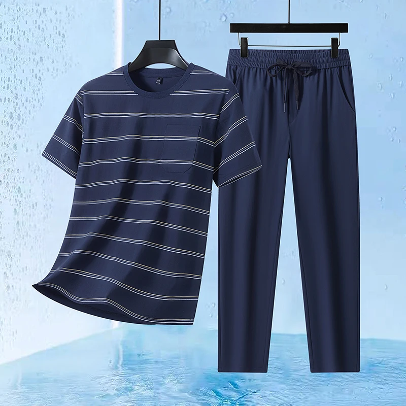 2026 Summer For Men's Ice Silk Cool Short Sleeve Crew Neck POLO Shirt Two-piece Set Breathable Business Casual T-Shirt Pants Set
2026 Summer For Men's Ice Silk Cool Short Sleeve Crew Neck POLO Shirt Two-piece Set Breathable Business Casual T-Shirt Pants Set