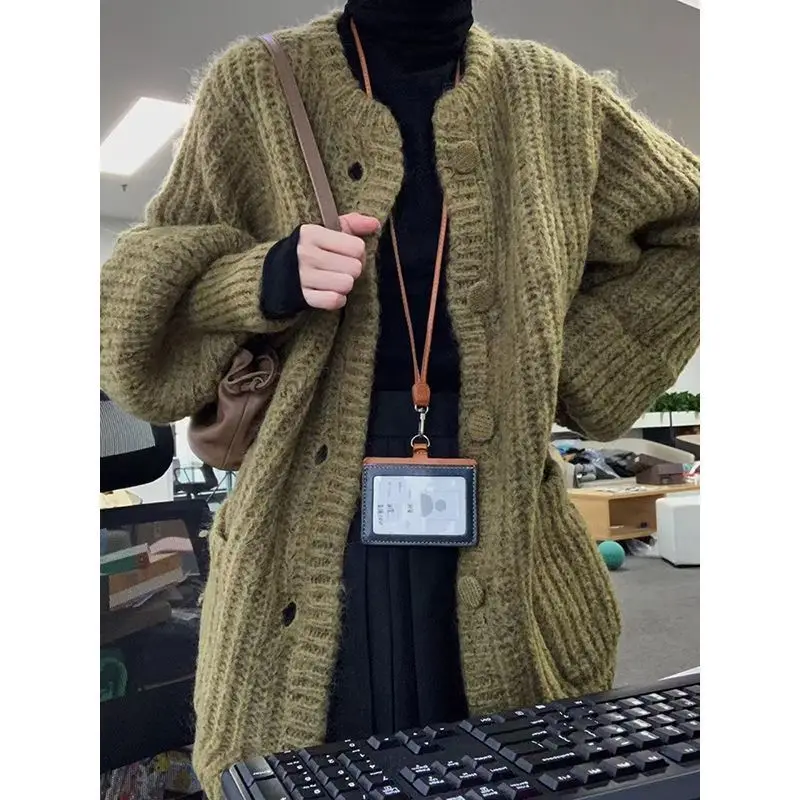 2023 Women's Spring Autumn New Loose Knitted Cardigan Coats Female Long Sleeve Sweater Jackets Ladies O-neck Warm Outerwear A363
2023 Women's Spring Autumn New Loose Knitted Cardigan Coats Female Long Sleeve Sweater Jackets Ladies O-neck Warm Outerwear A363