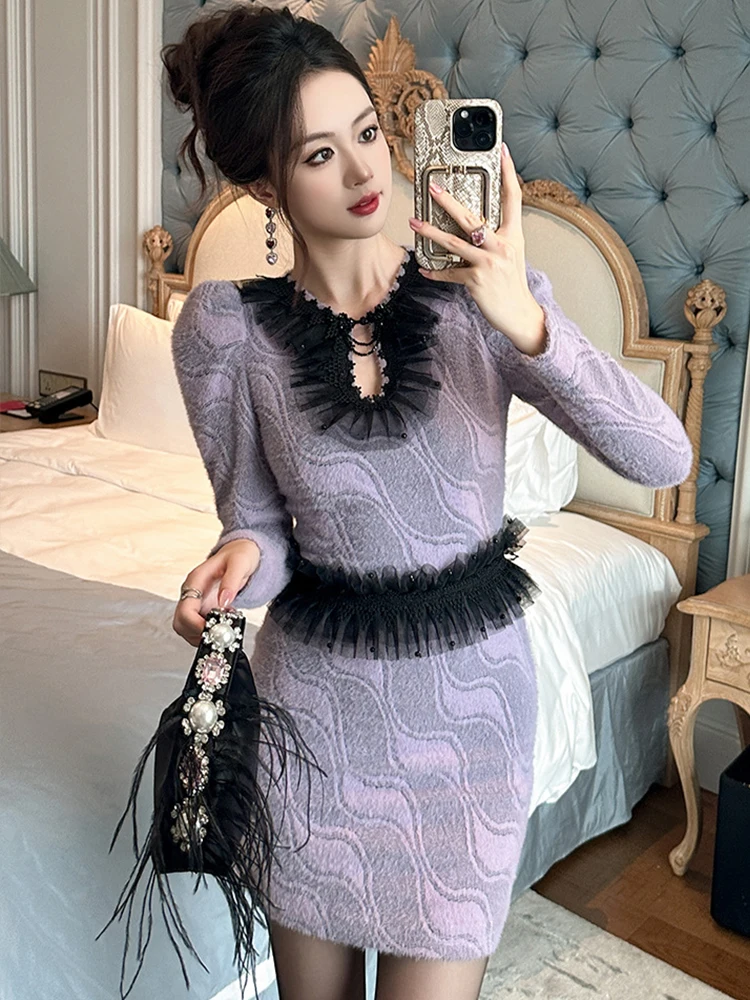 Women Street Clothes Sweet Purple Print Ruffle Sexy Puff Sleeve Skinny Stretchy Short Dress Elegant Ladies Party Vestidos Chic
Women Street Clothes Sweet Purple Print Ruffle Sexy Puff Sleeve Skinny Stretchy Short Dress Elegant Ladies Party Vestidos Chic