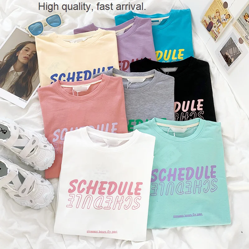 Pink Girl Vitality Hit Letter Printed round Neck Loose Slimming and All-Matching Short Sleeve T-shirt t shirt women clothes
Pink Girl Vitality Hit Letter Printed round Neck Loose Slimming and All-Matching Short Sleeve T-shirt t shirt women clothes