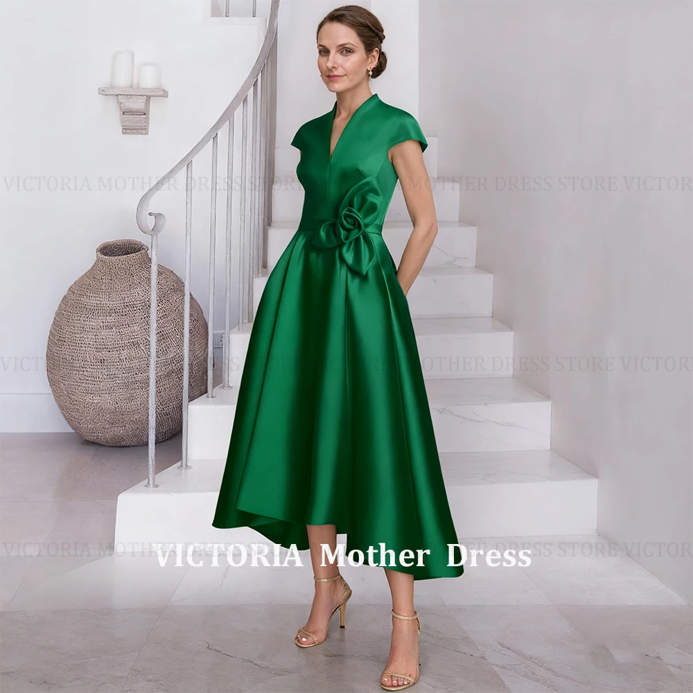 VICTORIA Customized Modern Green Mother of the Bride Dress Pleated 3D Flower Satin Short Wedding Guest Dress Party Evening Gowns
VICTORIA Customized Modern Green Mother of the Bride Dress Pleated 3D Flower Satin Short Wedding Guest Dress Party Evening Gowns