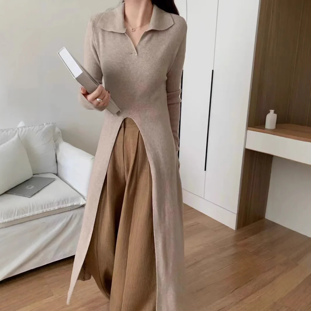 2025 Autumn and Winter New Fashionable Casual Design Knitted Dress Women's Lapel Slit Slim Fit Base Cover Long Skirt
2025 Autumn and Winter New Fashionable Casual Design Knitted Dress Women's Lapel Slit Slim Fit Base Cover Long Skirt