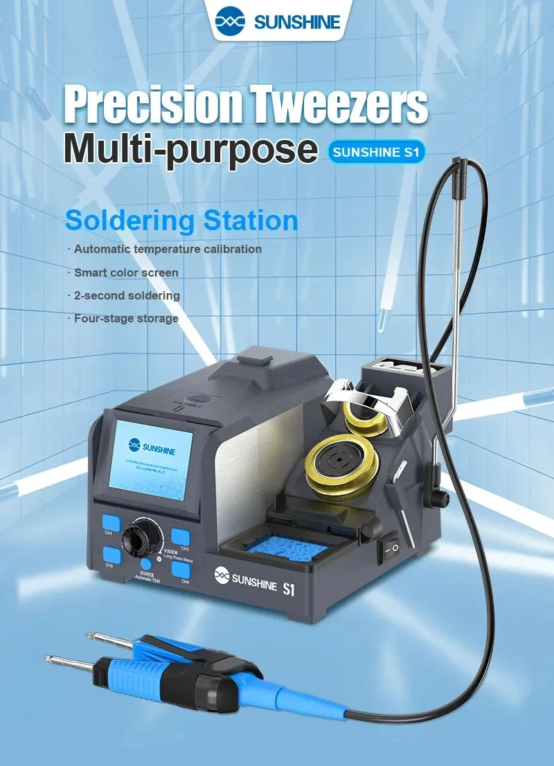 SUNSHINE S1 Precision Tweezers Multi-purpose Soldering Station for SMT SMD Micro Component Rework Station Support C210 Welding
SUNSHINE S1 Precision Tweezers Multi-purpose Soldering Station for SMT SMD Micro Component Rework Station Support C210 Welding