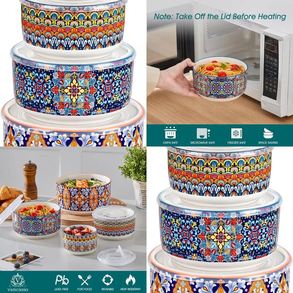 Набор керамических мисок для смешивания из 4 предметов с крышками, вложенными для хранения продуктов питания, в духовке и в посудомоечной машине, 60/34/20/10 унций, серия SIMI
Набор керамических мисок для смешивания из 4 предметов с крышками, вложенными для хранения продуктов питания, в духовке и в посудомоечной машине, 60/34/20/10 унций, серия SIMI