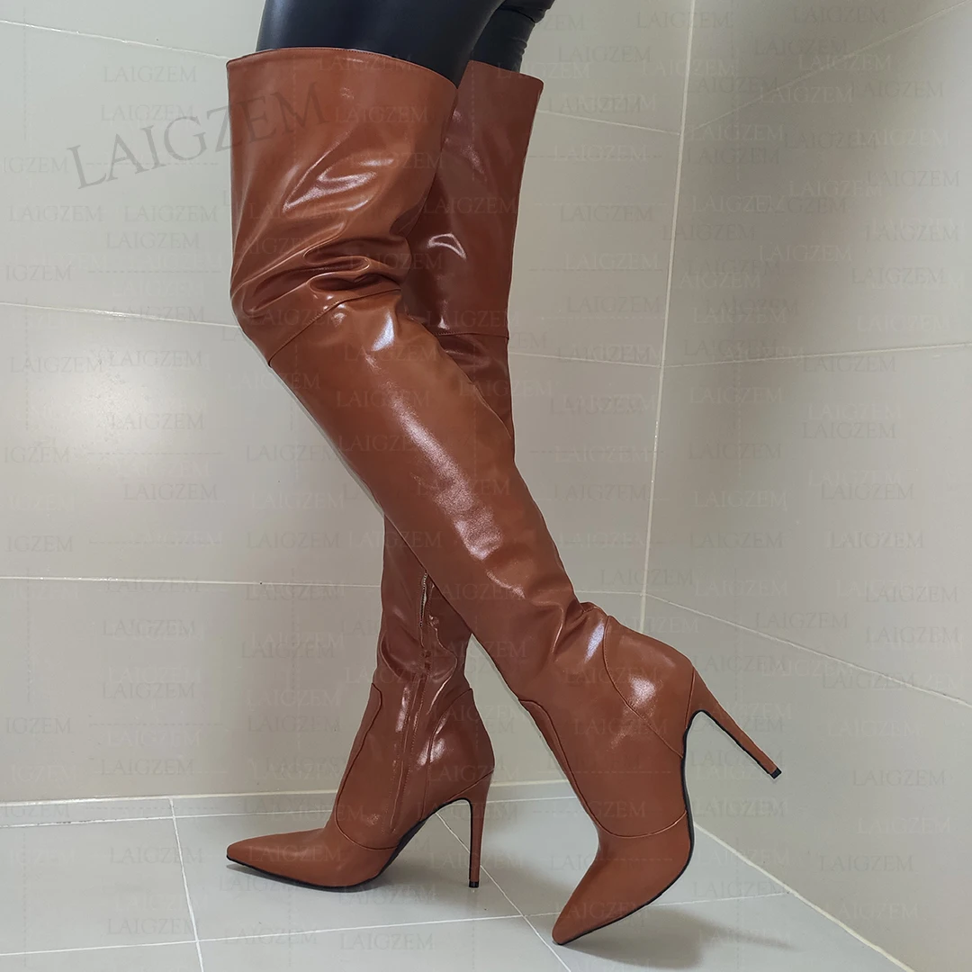 ZHIMA Women Thigh High Boots Oily Matt Faux Leather Siletto High Heels Boots Over Knee Handmade Shoes Woman Plus Size 42 43 47
ZHIMA Women Thigh High Boots Oily Matt Faux Leather Siletto High Heels Boots Over Knee Handmade Shoes Woman Plus Size 42 43 47
