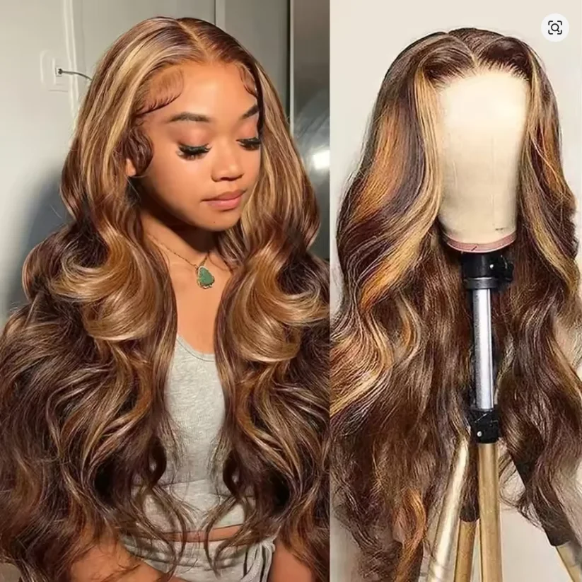 Highlight Body Wave Human Hair with 13x4 Lace Frontal Honey Blonde With Frontal Closure P427 Ombre Highlight 100% remy huma
Highlight Body Wave Human Hair with 13x4 Lace Frontal Honey Blonde With Frontal Closure P427 Ombre Highlight 100% remy huma
