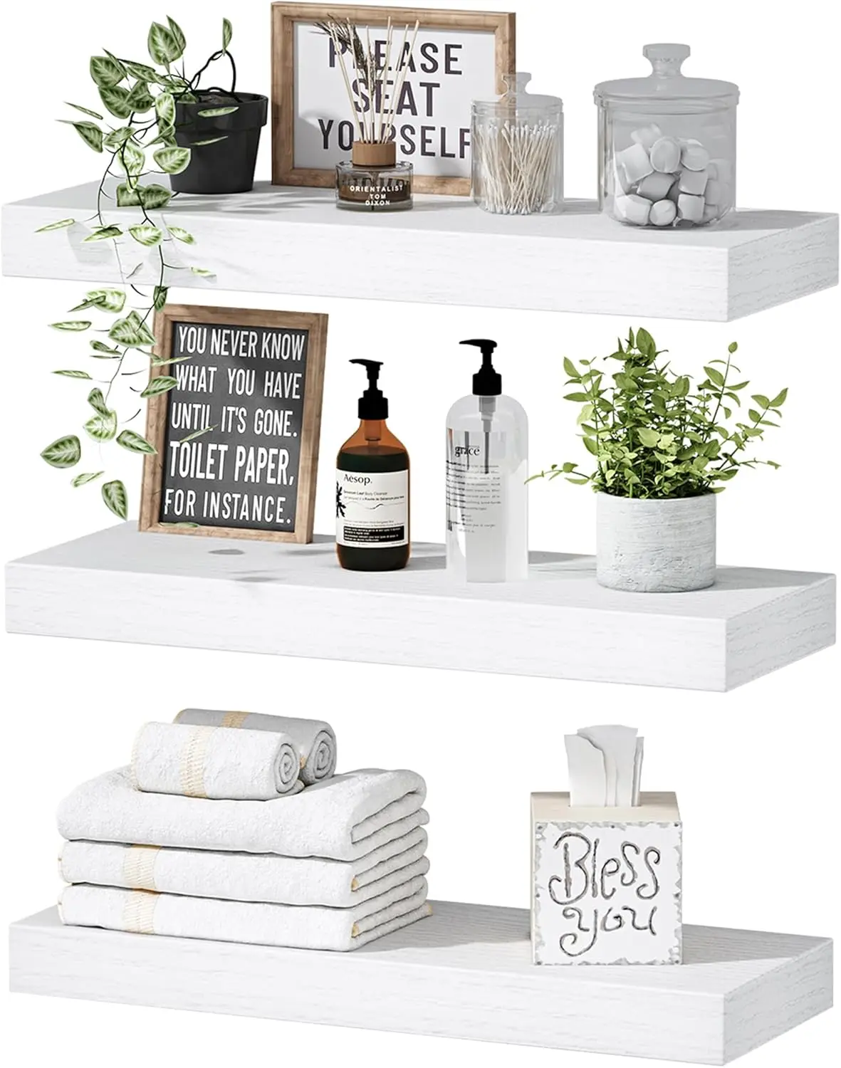Floating Shelves for Wall Bathroom Shelf Bedroom Kitchen Living Room Hanging Book Shelves Small Farmhouse Decor 16 inch
Floating Shelves for Wall Bathroom Shelf Bedroom Kitchen Living Room Hanging Book Shelves Small Farmhouse Decor 16 inch