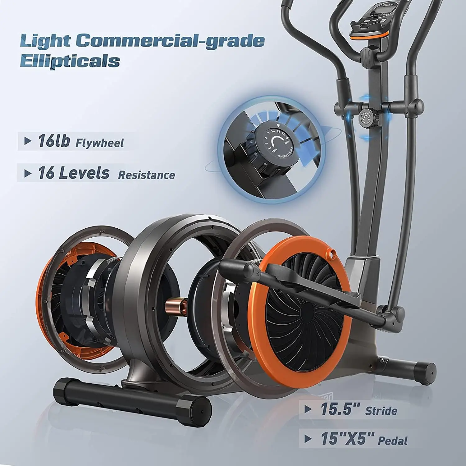 Elliptical Exercise Machine for home with Hyper-Quiet Magnetic Driving System Color Orange
Elliptical Exercise Machine for home with Hyper-Quiet Magnetic Driving System Color Orange