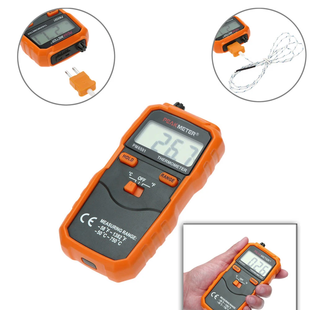 Цифровой термометр PEAKMETER PM6501 с ЖК-дисплеем, термопара типа K, с функциями фиксации данных и регистрации, цифровой термометр
Цифровой термометр PEAKMETER PM6501 с ЖК-дисплеем, термопара типа K, с функциями фиксации данных и регистрации, цифровой термометр