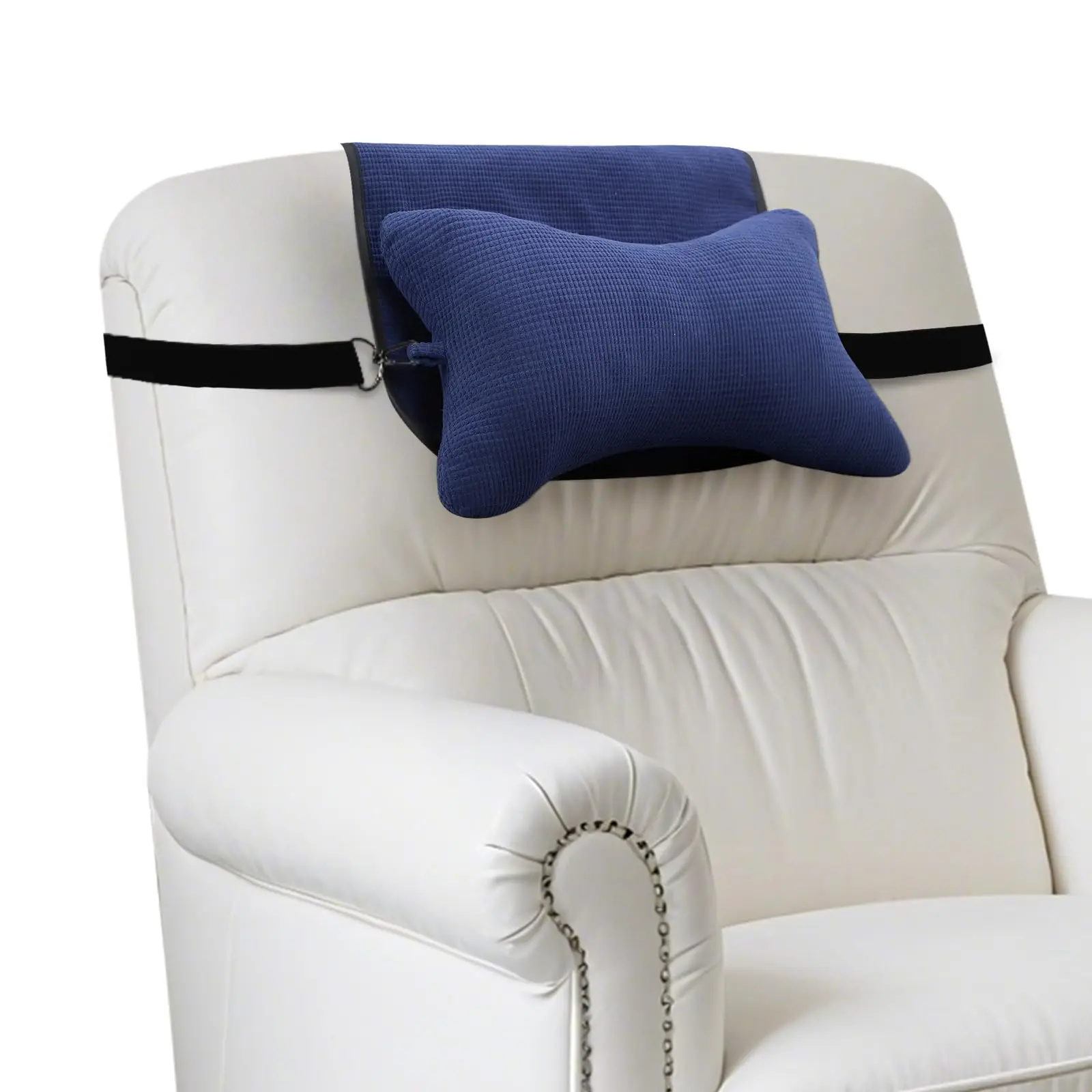 Blue Waffle Weave Neck Support Pillow With Secure Strap For Recliner Sofa Chair Comfort
Blue Waffle Weave Neck Support Pillow With Secure Strap For Recliner Sofa Chair Comfort