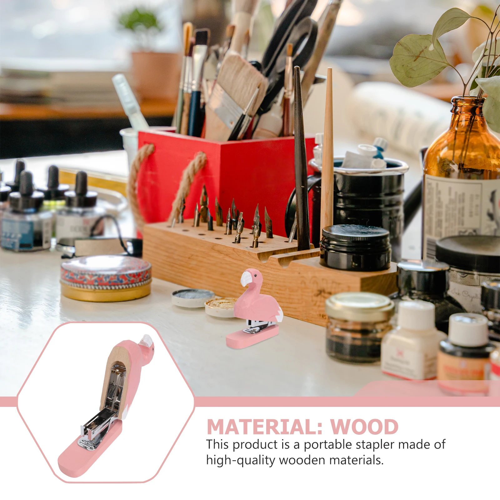 Portable Flamingo Shape Wood Stapler Mini Manual Stapling Machine Office Student Stationery School Portable Stapler
Portable Flamingo Shape Wood Stapler Mini Manual Stapling Machine Office Student Stationery School Portable Stapler