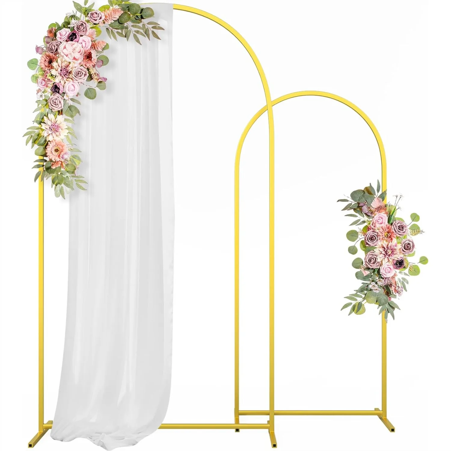 Metal Arch Backdrop Stand Set of 2 (7.2FT, 6FT) Gold for Wedding Ceremony Birthday Party Decoration
Metal Arch Backdrop Stand Set of 2 (7.2FT, 6FT) Gold for Wedding Ceremony Birthday Party Decoration