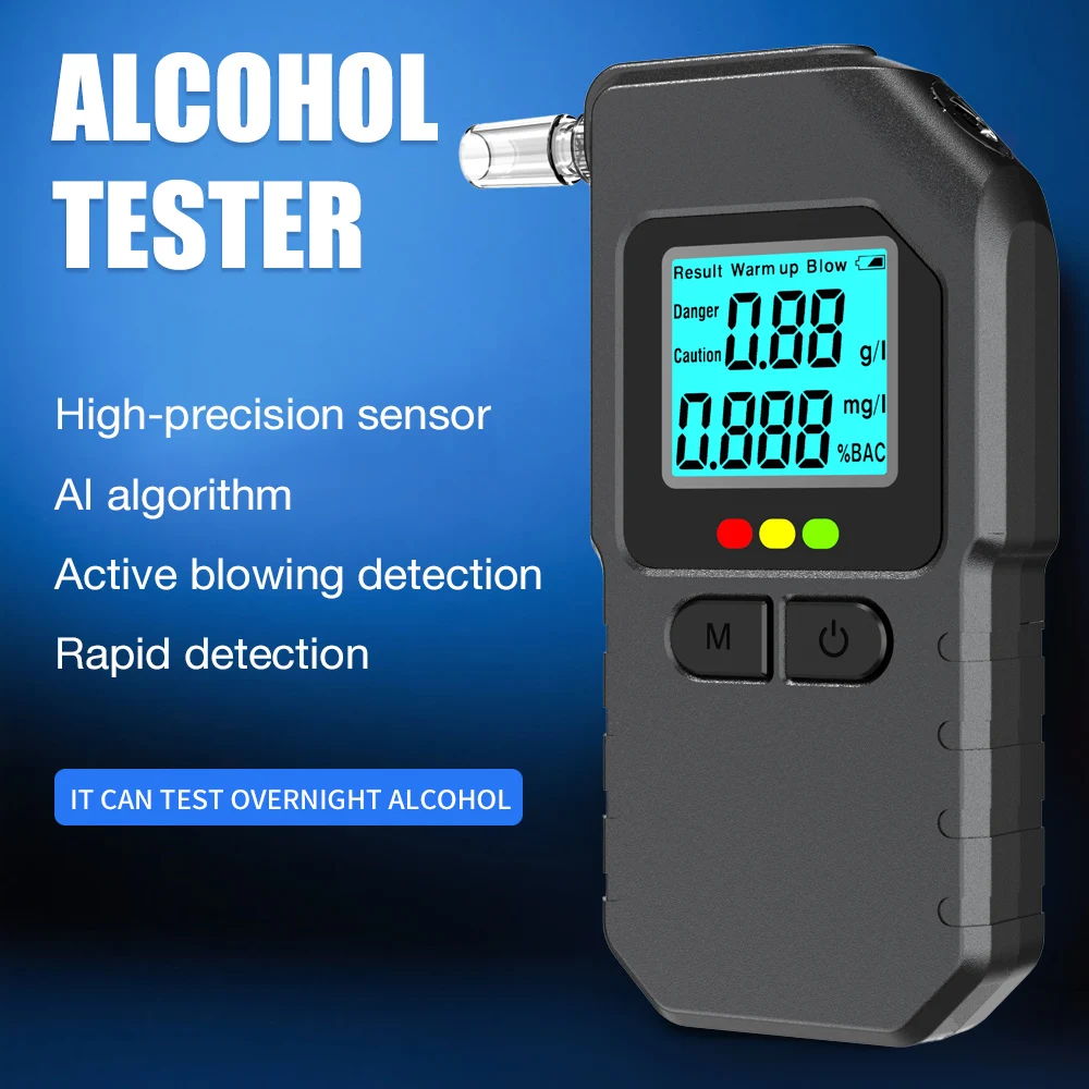 LCD Display Alcohol Tester High Sensitivity Breath Alcohol Detector Handheld Breathalyzer Drunk Driving Check for Personal Use
LCD Display Alcohol Tester High Sensitivity Breath Alcohol Detector Handheld Breathalyzer Drunk Driving Check for Personal Use