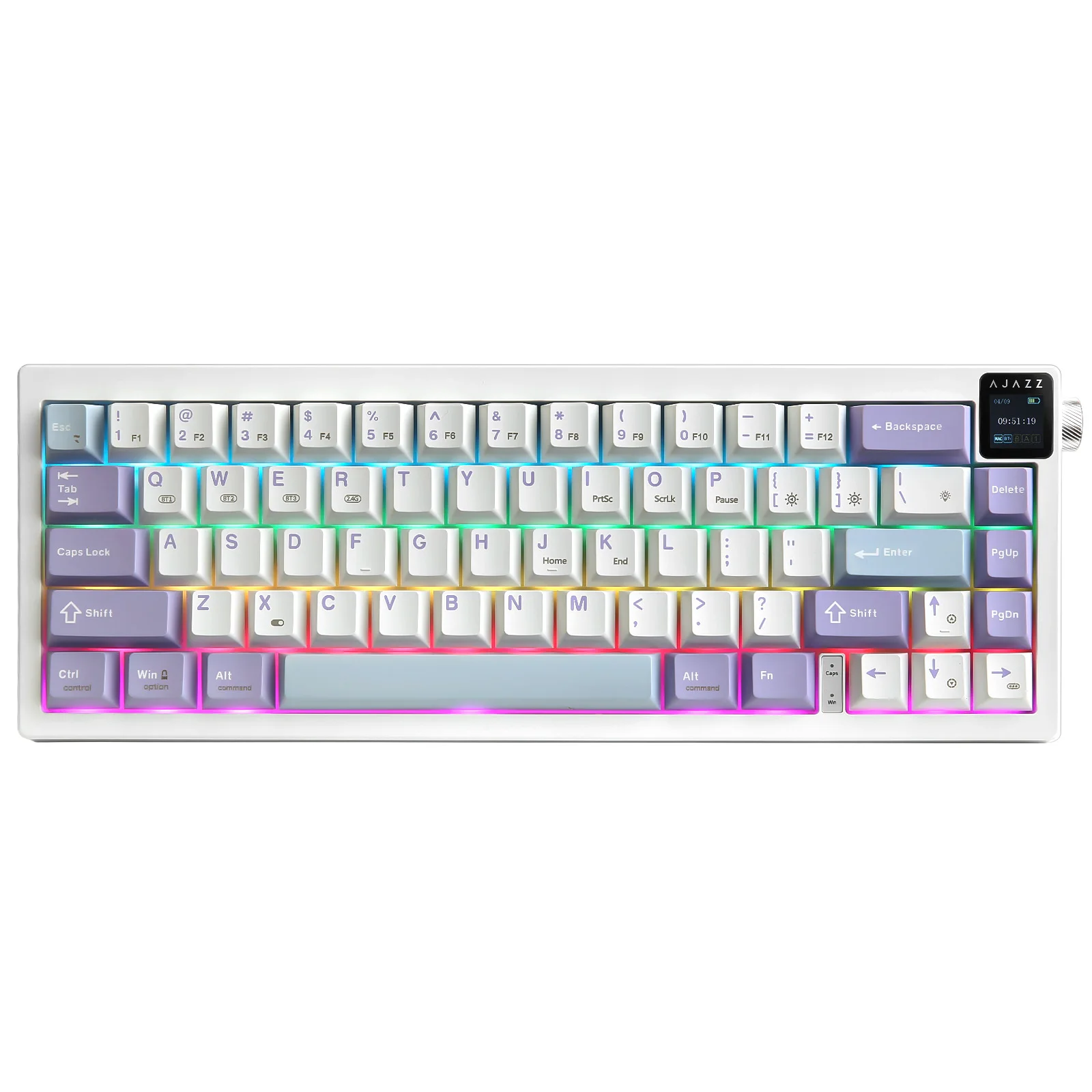 AJAZZ AK650 White Mechanical Gaming Keyboard with Smart Display&Knob, Hot-Swap Wireless Gasket RGB Backlit Keyboard for Mac&Win
AJAZZ AK650 White Mechanical Gaming Keyboard with Smart Display&Knob, Hot-Swap Wireless Gasket RGB Backlit Keyboard for Mac&Win