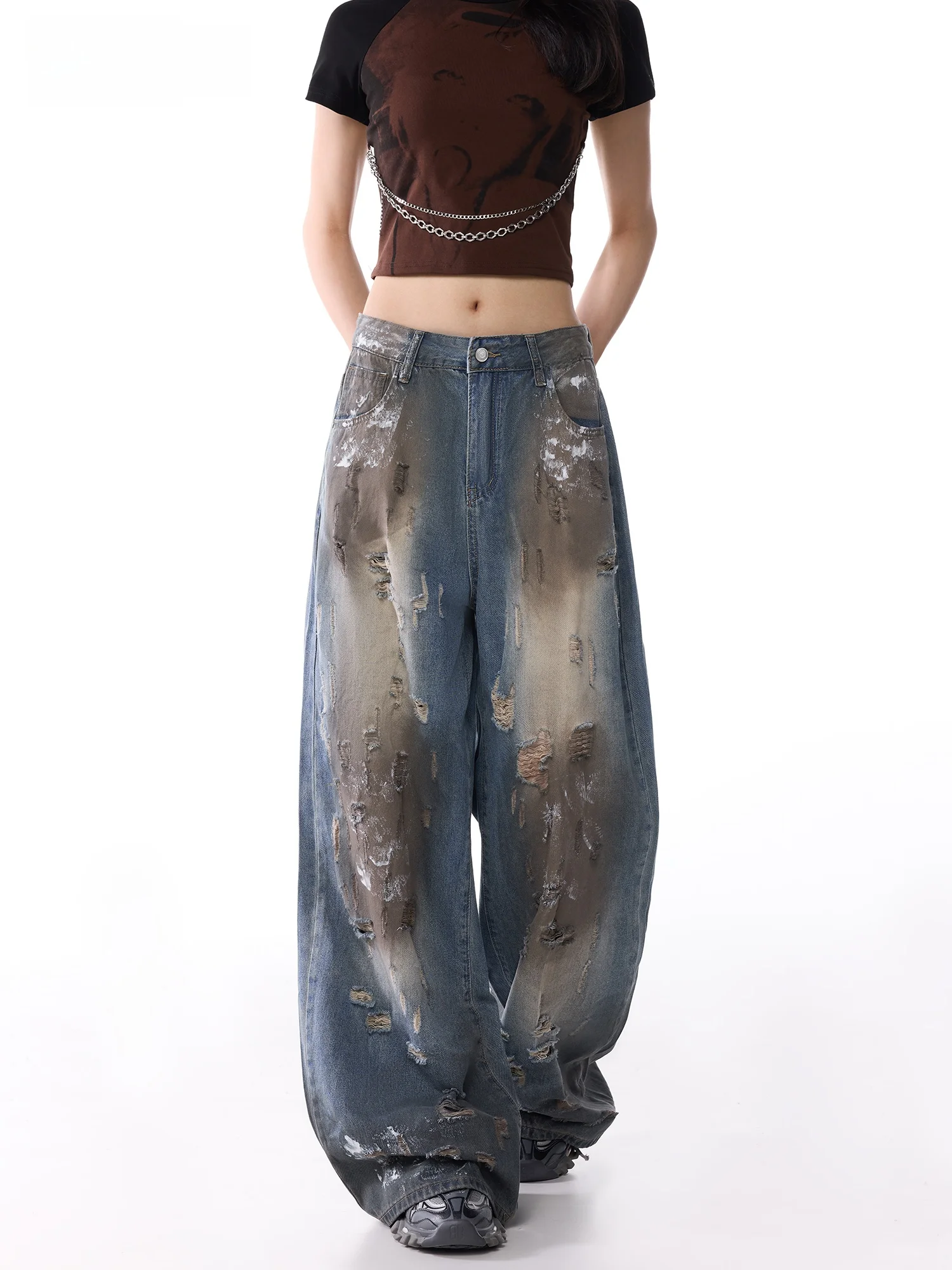 Summer Thin Denim Jeans Women's Distressed Wide Leg Straight Loose Graffiti Streetwear Casual Washed Natural Waist Jeans
Summer Thin Denim Jeans Women's Distressed Wide Leg Straight Loose Graffiti Streetwear Casual Washed Natural Waist Jeans
