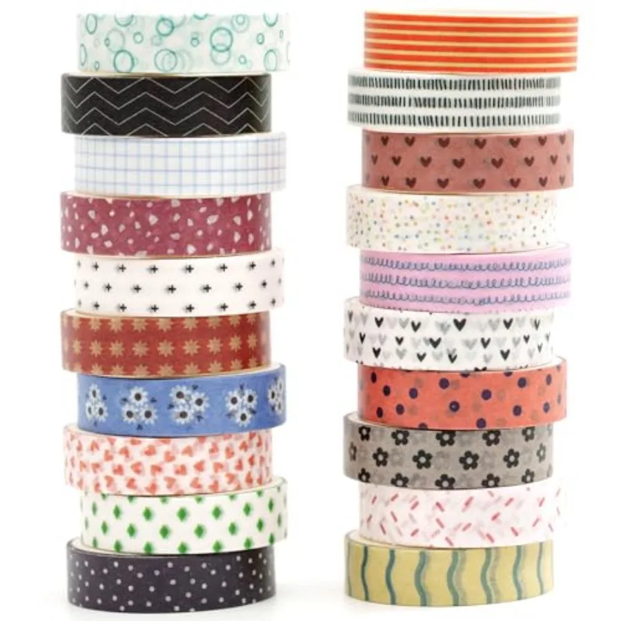 20 Rolls Basic Patterns Washi Tape Set Skinny Masking Creative Decorative Tapes, Designer's Selection
20 Rolls Basic Patterns Washi Tape Set Skinny Masking Creative Decorative Tapes, Designer's Selection