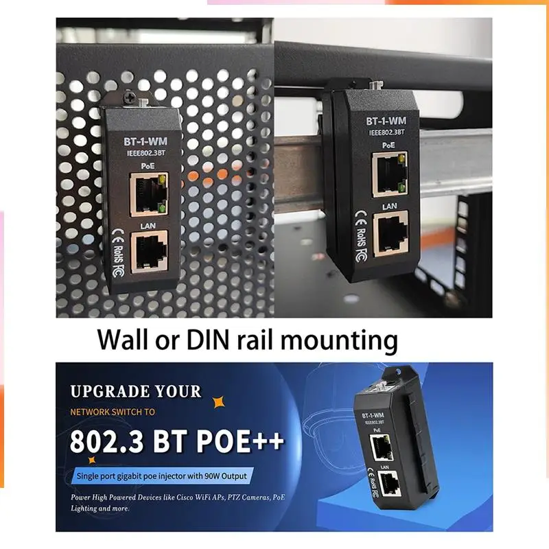 A92Z DIN Poe Injector 2.5 Gigabit Negotiation Up To 90W Output Poe++ For PTZ IP Cameras High-End AP
A92Z DIN Poe Injector 2.5 Gigabit Negotiation Up To 90W Output Poe++ For PTZ IP Cameras High-End AP