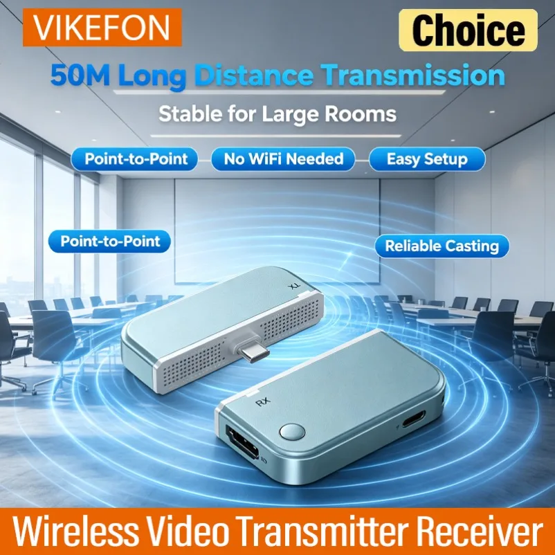 Wireless HDMI-Compatible Casting Adapter TX RX 50M Long Range 1080P 60Hz Screen Mirror Extend Split Screen No Driver for Windows
