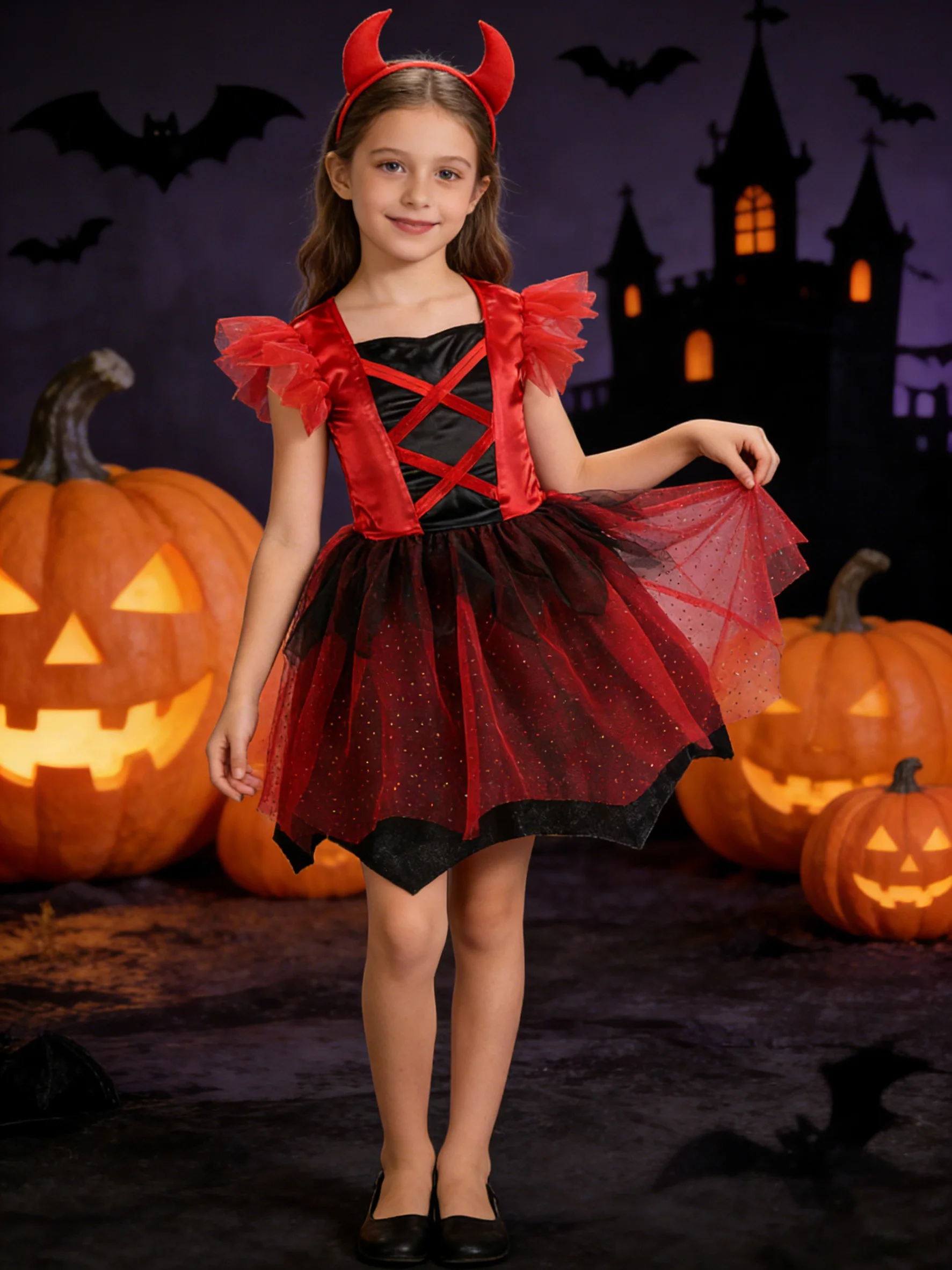 1 Dress + 1 Headband Set, Halloween Festival Party Costume Dress, Stage Performance Dress, Various Festival Party Red Devil Dresses
1 Dress + 1 Headband Set, Halloween Festival Party Costume Dress, Stage Performance Dress, Various Festival Party Red Devil Dresses