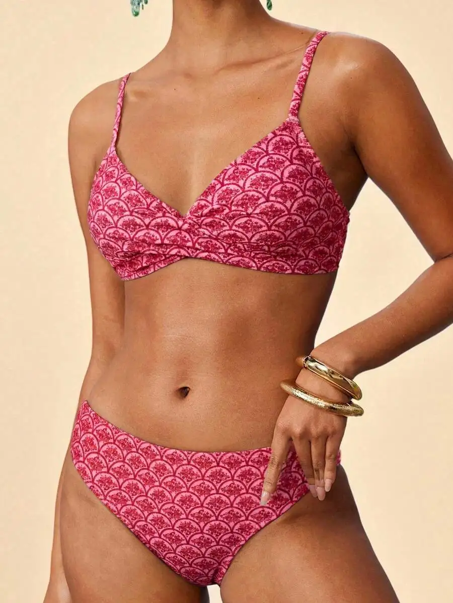 Womens Pink Scale Print Bikini Set For Beach Vacation Summer
Womens Pink Scale Print Bikini Set For Beach Vacation Summer