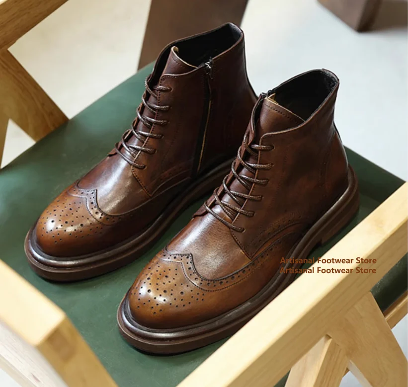Carved Brogue Shoes Thick-Soled High-Top Men's Boots Breathable Soft Sole Casual Leather Shoes Trend Runway Handmade Men Shoes
Carved Brogue Shoes Thick-Soled High-Top Men's Boots Breathable Soft Sole Casual Leather Shoes Trend Runway Handmade Men Shoes