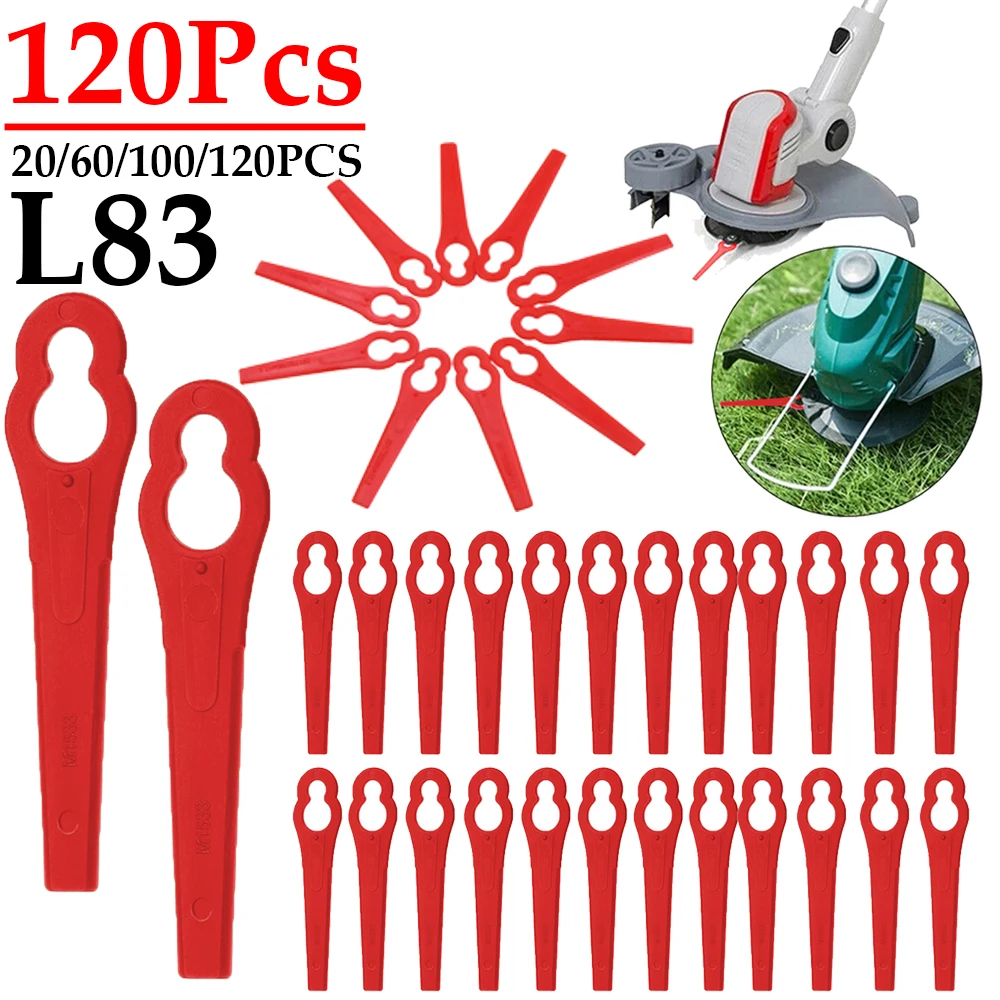 20/60/100/120pcs Replacement Blade Set Plastic L83 Cutter Blades Durable Grass Trimming Machine Blade for Cordless Grass Trimmer
20/60/100/120pcs Replacement Blade Set Plastic L83 Cutter Blades Durable Grass Trimming Machine Blade for Cordless Grass Trimmer