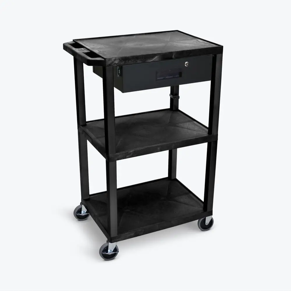 42 High 3-Tier Utility Cart with Wheels - Black
42 High 3-Tier Utility Cart with Wheels - Black