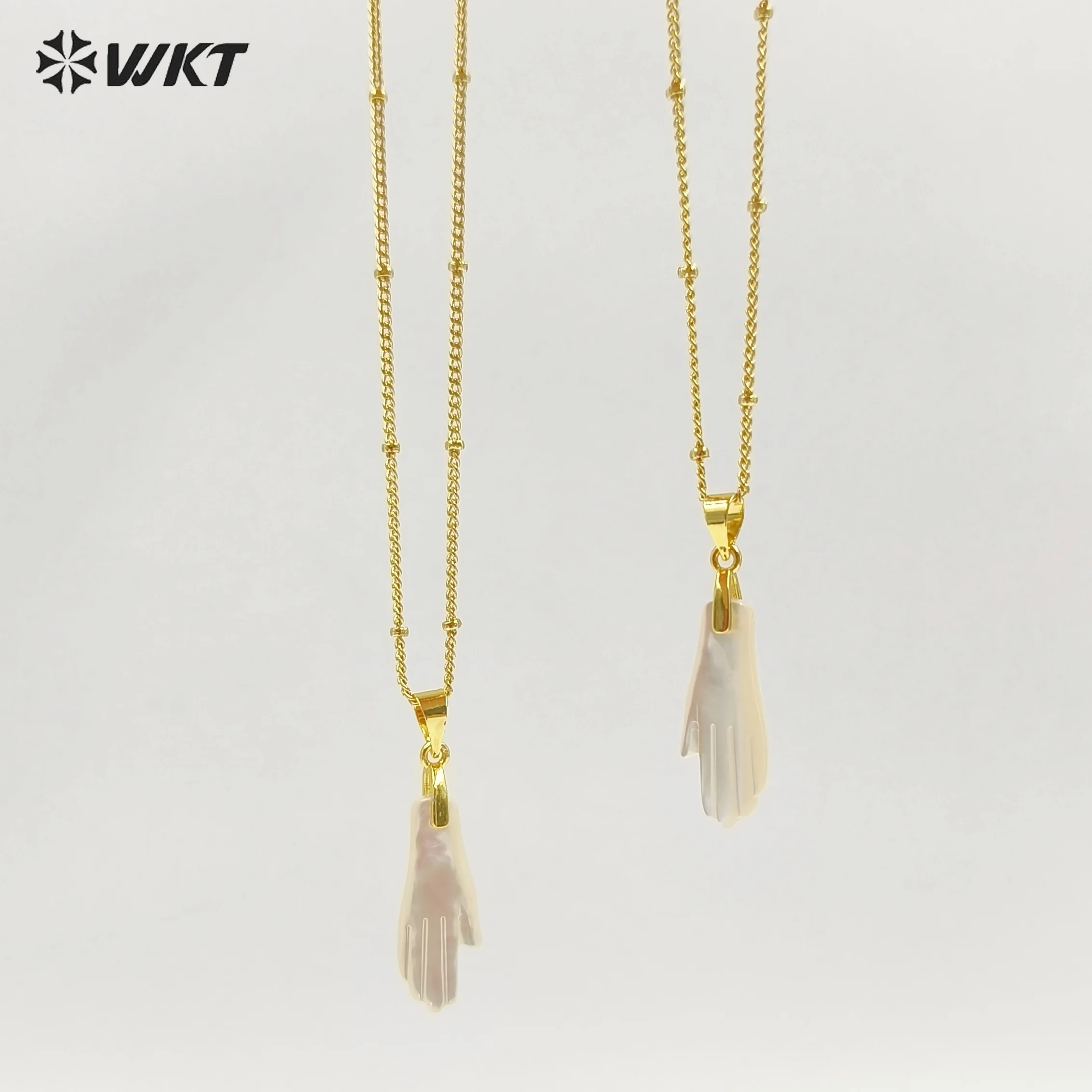 WT-JN395 Delicate Gold Thin Chain With Mother Of Pearl Hand Shape Little Pendant Necklace For Female Elegant Daliy Jewelry
WT-JN395 Delicate Gold Thin Chain With Mother Of Pearl Hand Shape Little Pendant Necklace For Female Elegant Daliy Jewelry