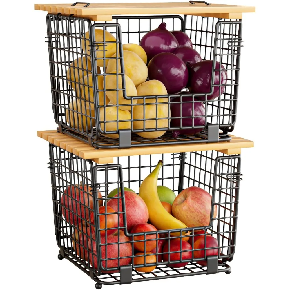 Wire Storage Basket for Kitchen Pantry: Stackable Kitchen Counter Organizers - Wire Organizing Bin for Produce Vegetable Potato
Wire Storage Basket for Kitchen Pantry: Stackable Kitchen Counter Organizers - Wire Organizing Bin for Produce Vegetable Potato