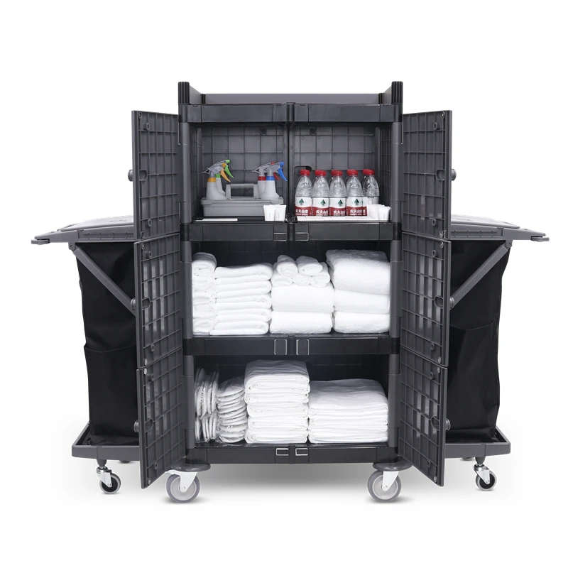 Professional Pp Plastic Housekeeping Trolley Janitor Cart Hotel Room Attendant Maid Service Housekeeping Cart
Professional Pp Plastic Housekeeping Trolley Janitor Cart Hotel Room Attendant Maid Service Housekeeping Cart
