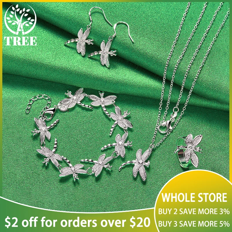 4 Pieces 925 Sterling Silver Fashion Charm Jewelry Zircon Dragonfly Necklace Earrings Ring Bracelet Sets For Woman Wedding Party
4 Pieces 925 Sterling Silver Fashion Charm Jewelry Zircon Dragonfly Necklace Earrings Ring Bracelet Sets For Woman Wedding Party