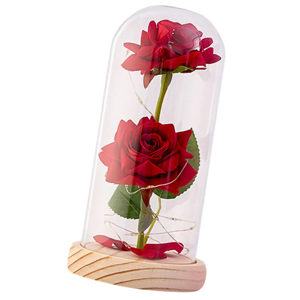 Simulated Rose Flower Desktop Decor in Elegant Glass Dome with Warm White LED String Light for Valentine's Day Gift Indoor Scene
Simulated Rose Flower Desktop Decor in Elegant Glass Dome with Warm White LED String Light for Valentine's Day Gift Indoor Scene
