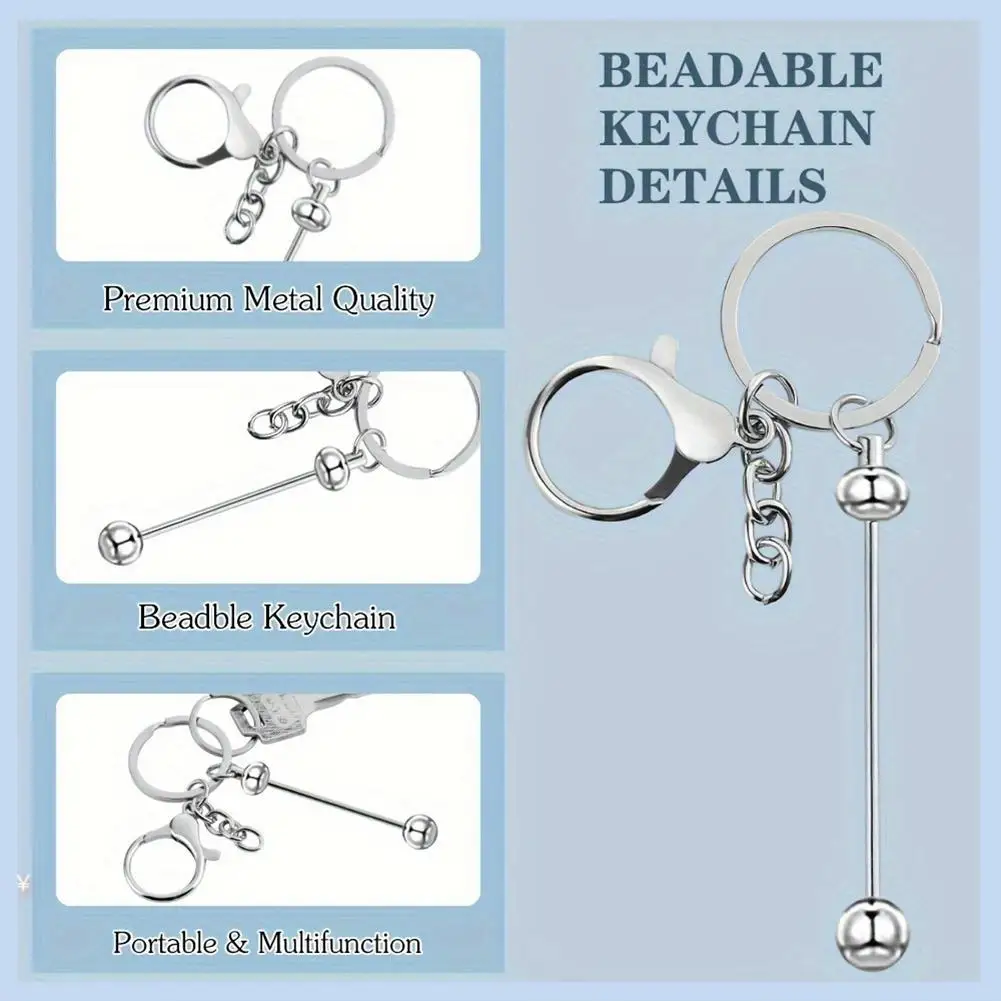 AS63-40Pcs Beadable Keychain Bars,Metal Beaded Keychain Blank Keychains Key Chain Charms Making Accessories For Craft DIY
AS63-40Pcs Beadable Keychain Bars,Metal Beaded Keychain Blank Keychains Key Chain Charms Making Accessories For Craft DIY