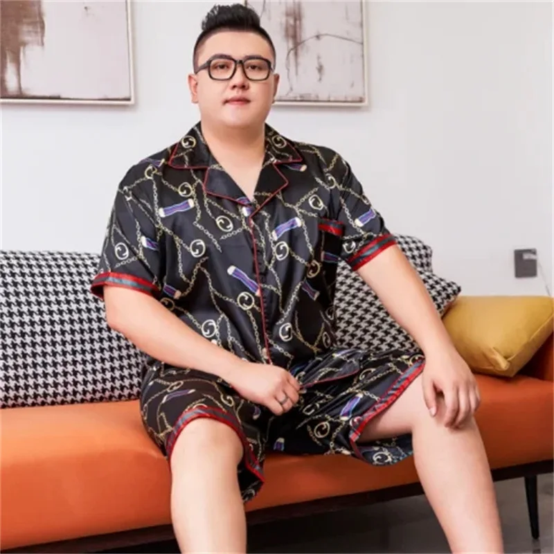 3XL-5XL 150kg Plus Size Print Pajama Men's Classic Satin Sleepwear Summer Ice Silk Short Sleeve Shorts 2pcs Set Loose Loungewear
3XL-5XL 150kg Plus Size Print Pajama Men's Classic Satin Sleepwear Summer Ice Silk Short Sleeve Shorts 2pcs Set Loose Loungewear