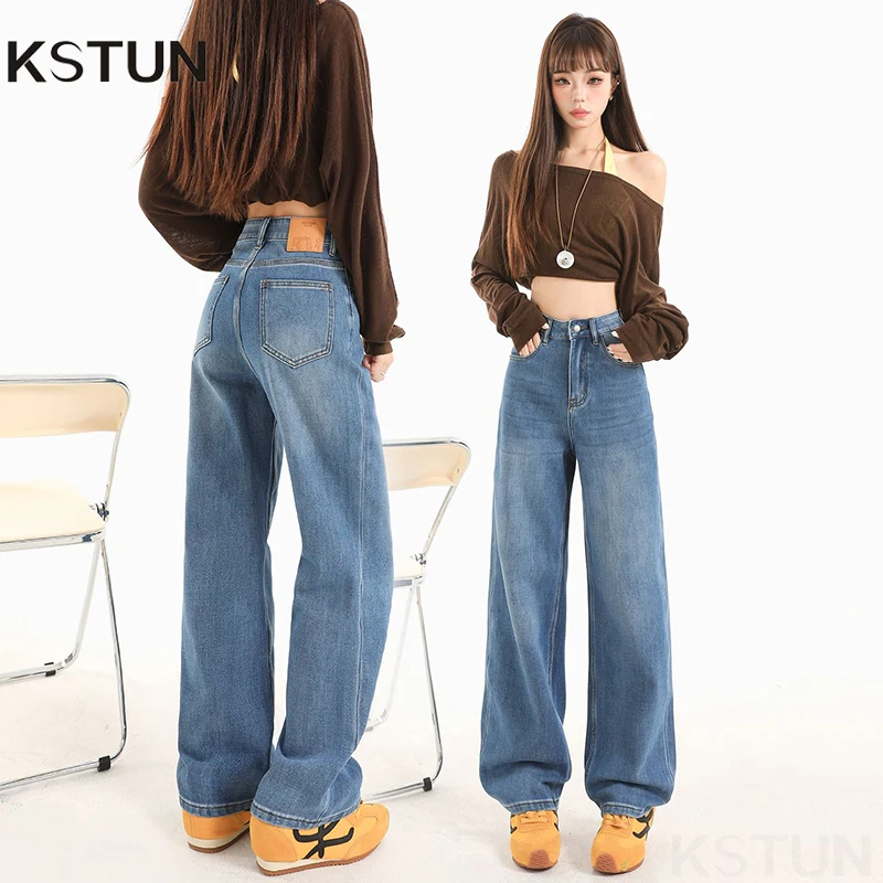KSTUN Spring and Autumn Women's Jeans High Wasit Stretch Regular Straight Wide Leg Pants Original Blue Comfortable Casaul Pants
KSTUN Spring and Autumn Women's Jeans High Wasit Stretch Regular Straight Wide Leg Pants Original Blue Comfortable Casaul Pants