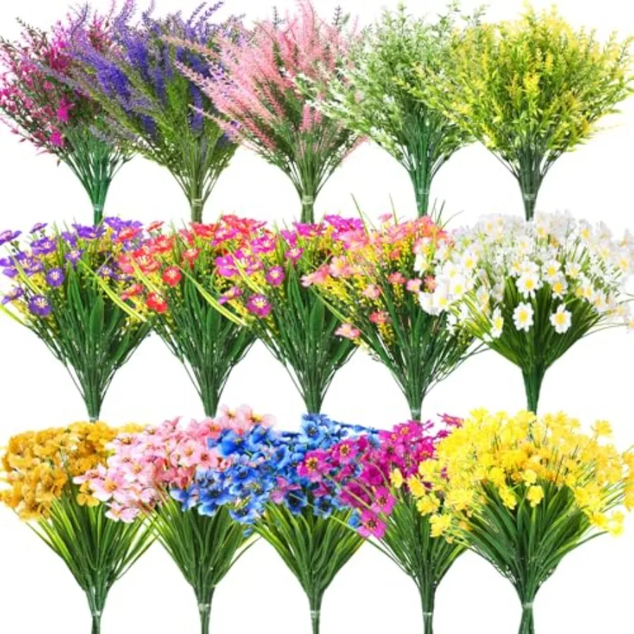 60 Bundles Outdoor Artificial Flowers Bulk: Artificial Plants 15 Styles UV Resistant Plastic Plants for Window Box Porch Patio
60 Bundles Outdoor Artificial Flowers Bulk: Artificial Plants 15 Styles UV Resistant Plastic Plants for Window Box Porch Patio