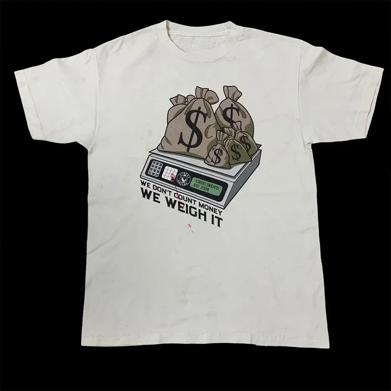 We Don't Count Money, We Weigh!!! 240g American Retro Personality Creative Printed Short-sleeved T-shirt Naked lightness
We Don't Count Money, We Weigh!!! 240g American Retro Personality Creative Printed Short-sleeved T-shirt Naked lightness