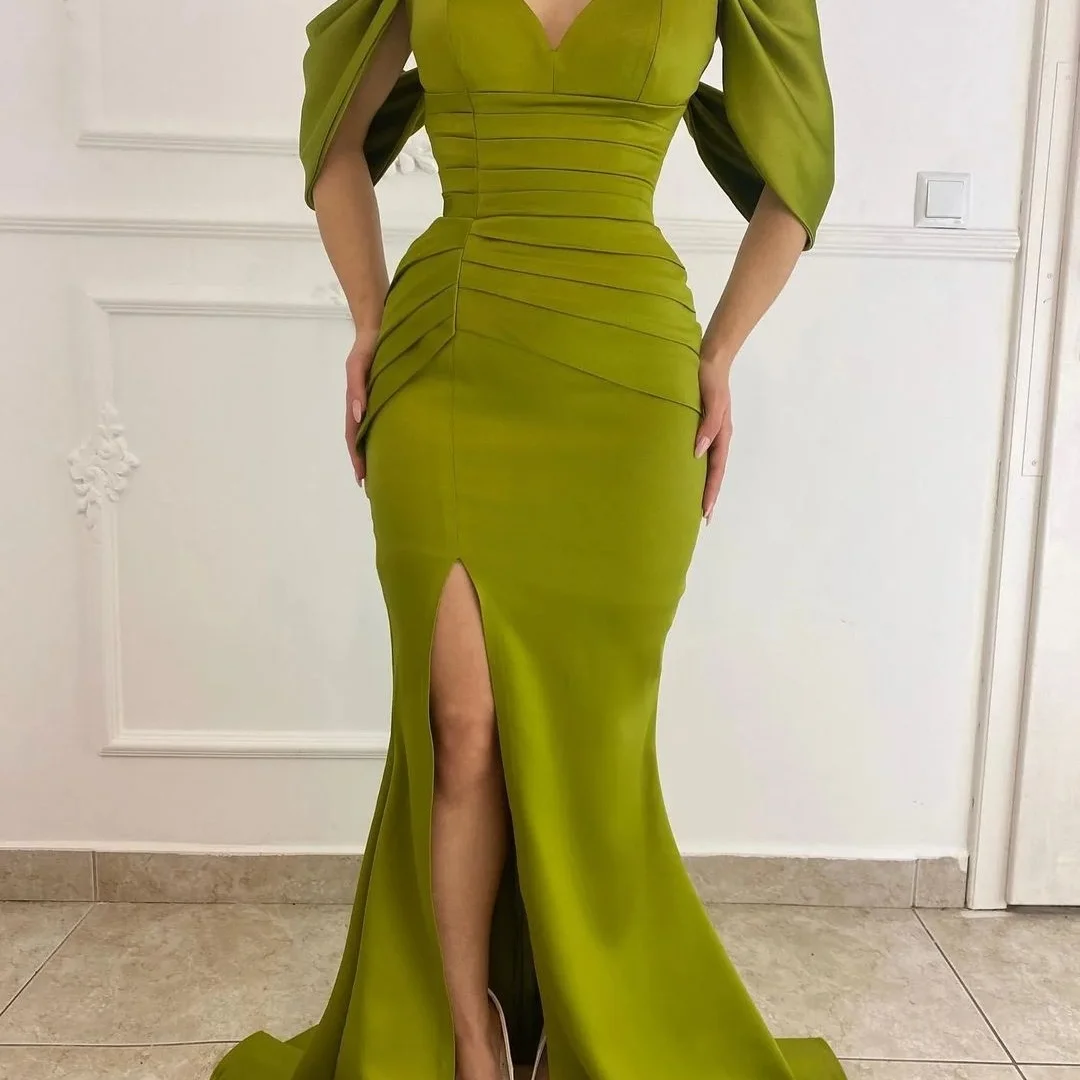 Customized Elegant Satin Mermaid Off the Shoulder Evening Dresses Strapless Half Sleeves Panel Train Bespoke Occasion Gowns
Customized Elegant Satin Mermaid Off the Shoulder Evening Dresses Strapless Half Sleeves Panel Train Bespoke Occasion Gowns