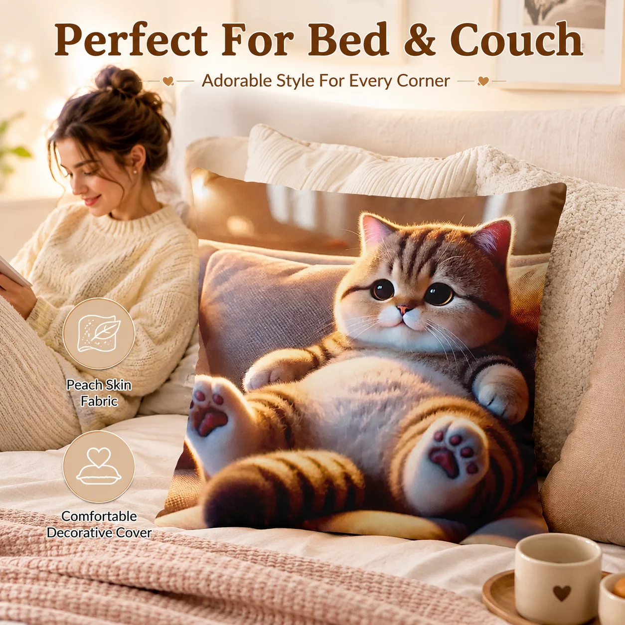 Cute Cat Pillowcase 2D Flat Printed Peach Skin Cushion Cover Kawaii Animal Sofa Throw Pillow Case for Living Room Home Decor
Cute Cat Pillowcase 2D Flat Printed Peach Skin Cushion Cover Kawaii Animal Sofa Throw Pillow Case for Living Room Home Decor