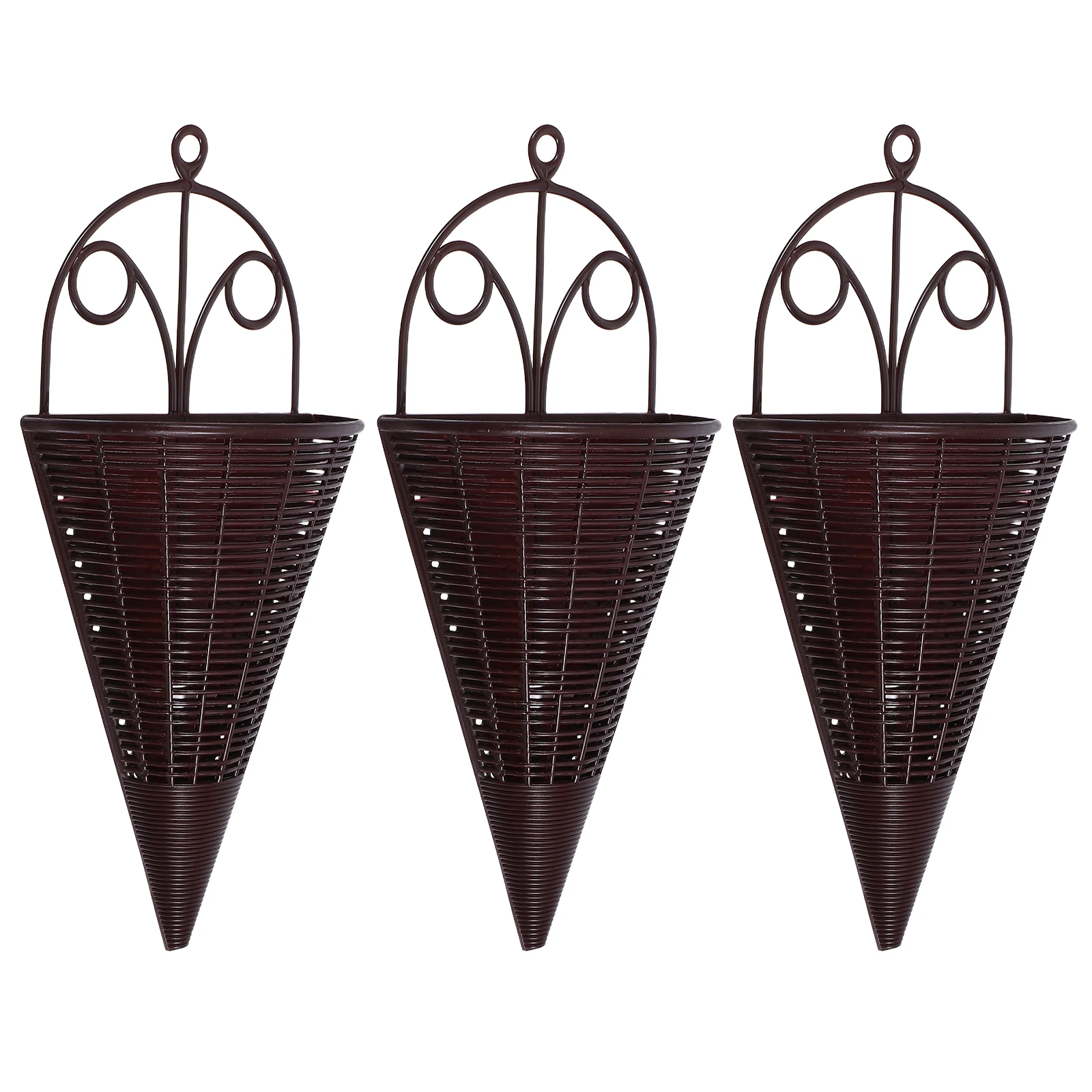 3pcs Rattan Decorative Flower Basket Hanging Wall Organizer Brown Cone Shaped Planters Lightweight Space Saving
3pcs Rattan Decorative Flower Basket Hanging Wall Organizer Brown Cone Shaped Planters Lightweight Space Saving