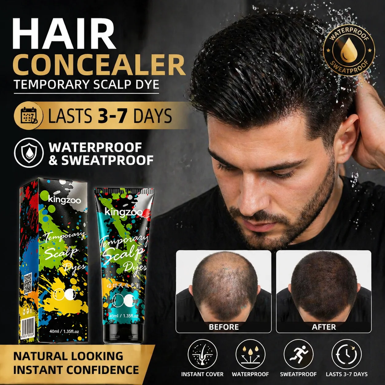 GINZO Hair Concealer for Men Waterproof Black Brown Baldness Corrector Cream Thinning Hair Fillup Scalp Dye Beauty Health 40ML
GINZO Hair Concealer for Men Waterproof Black Brown Baldness Corrector Cream Thinning Hair Fillup Scalp Dye Beauty Health 40ML