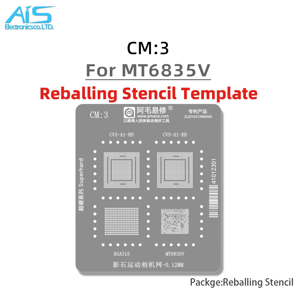 CM3 BGA Reballing Stencil Template For Insta360 Action Camera CV5-A1-RH BGA315 MT6835V RAM CPU Positioning Plate Plant tin net
CM3 BGA Reballing Stencil Template For Insta360 Action Camera CV5-A1-RH BGA315 MT6835V RAM CPU Positioning Plate Plant tin net
