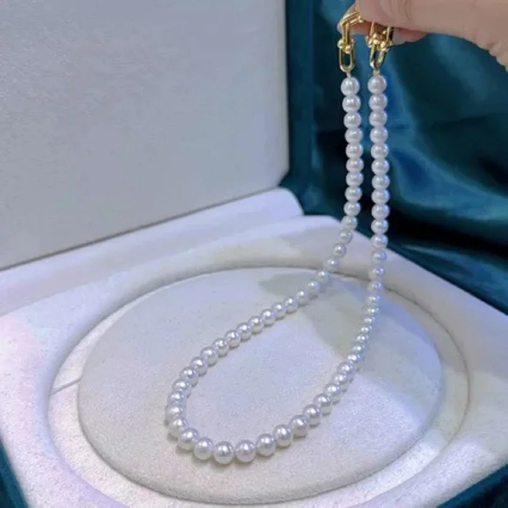 Exquisite necklace AAAA 6-7 mm natural Japanese white pearl necklace 16in * 18in/925s
Exquisite necklace AAAA 6-7 mm natural Japanese white pearl necklace 16in * 18in/925s