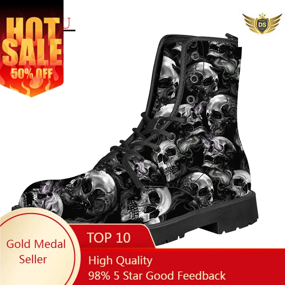 2012 Winter Men Women's Fashion Pu Leather Boots Mid-Calf Booties Classic Sugar Skull Printed Outdoor High Top Boots
2012 Winter Men Women's Fashion Pu Leather Boots Mid-Calf Booties Classic Sugar Skull Printed Outdoor High Top Boots
