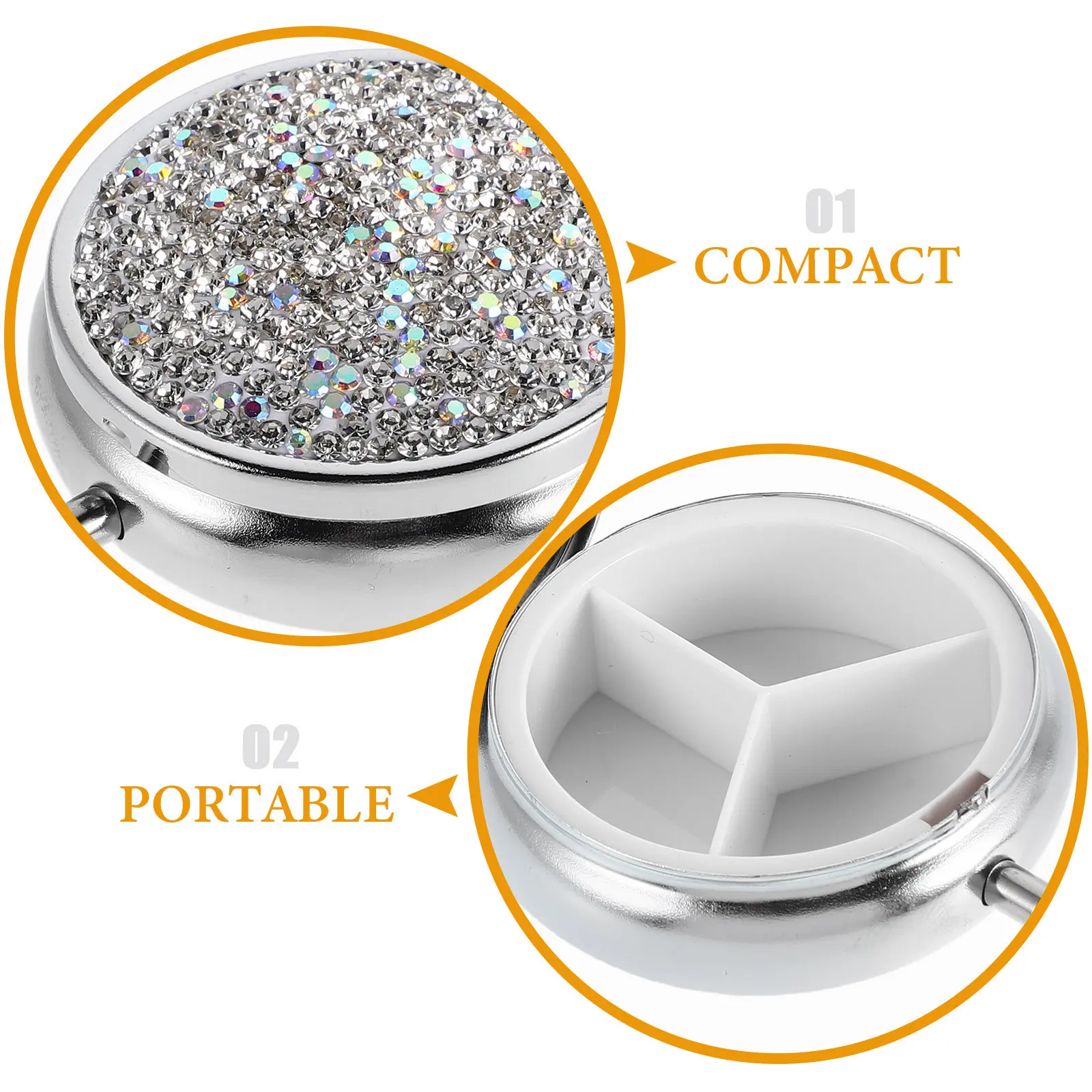 Portable Mini Pill Organizer Compact Medicine Storage Box With Elegant Rhinestone Metal Pill Case For Travel Daily Use supplies
Portable Mini Pill Organizer Compact Medicine Storage Box With Elegant Rhinestone Metal Pill Case For Travel Daily Use supplies